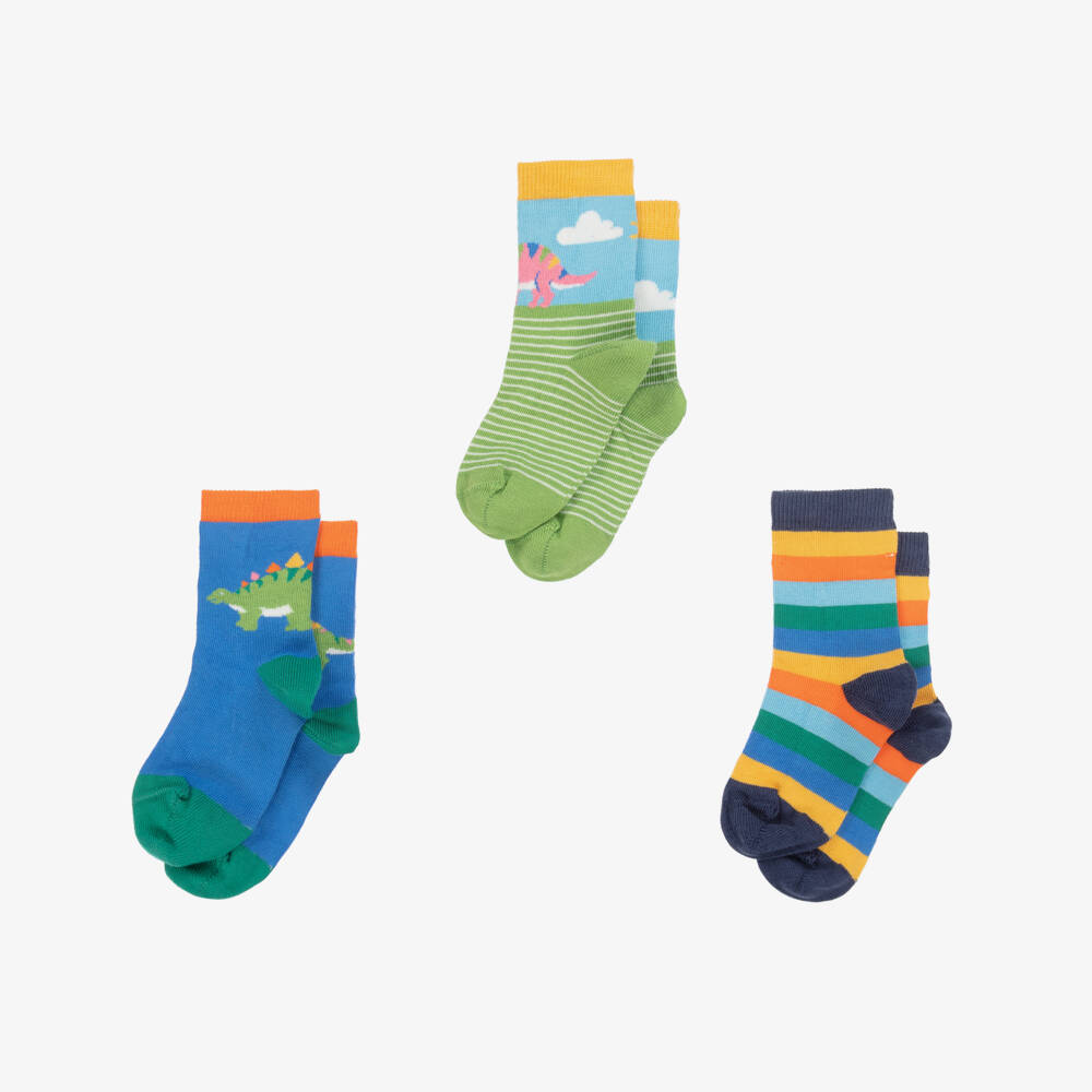 Frugi-Boys Trio of Blue & Green Socks | Childrensalon Outlet