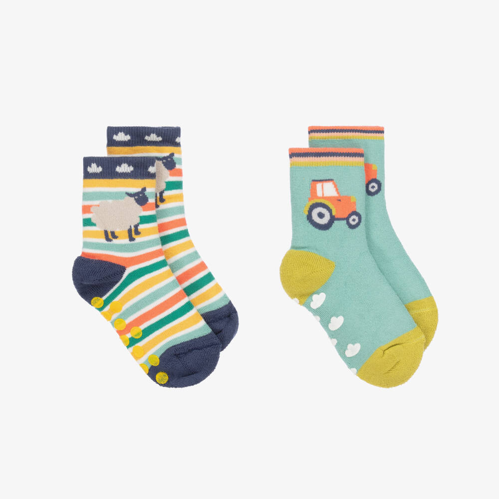 Frugi-Boys Two-Pack Green Comfort Socks | Childrensalon Outlet