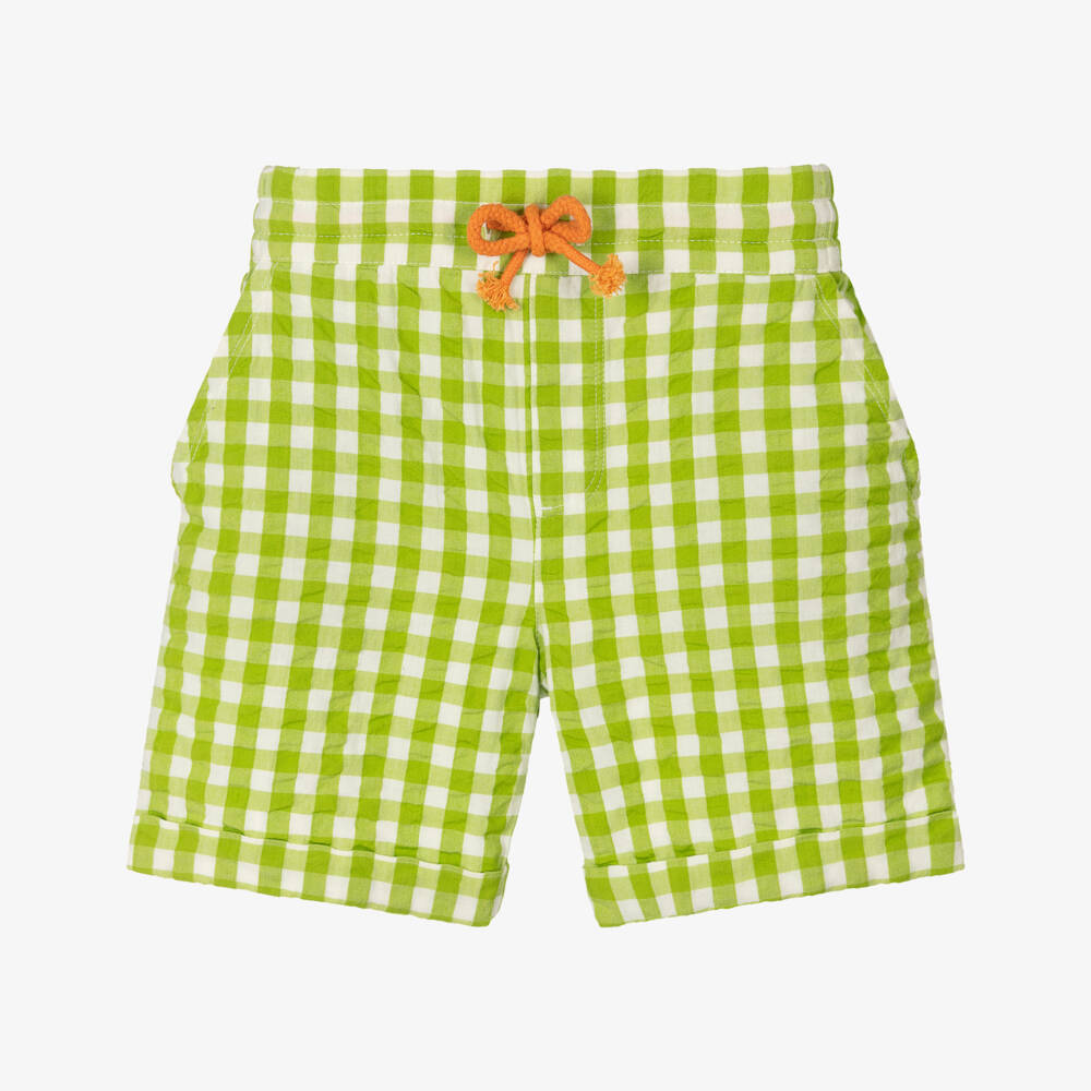 Frugi-شورت صبياني بنقشة مربعات خضراء من قماش سيرساكر | Childrensalon Outlet