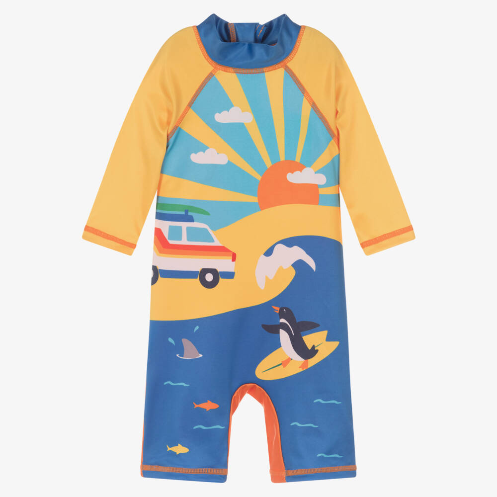 Frugi-Boys Yellow & Blue Beach Sun Suit (UPF50+) | Childrensalon Outlet