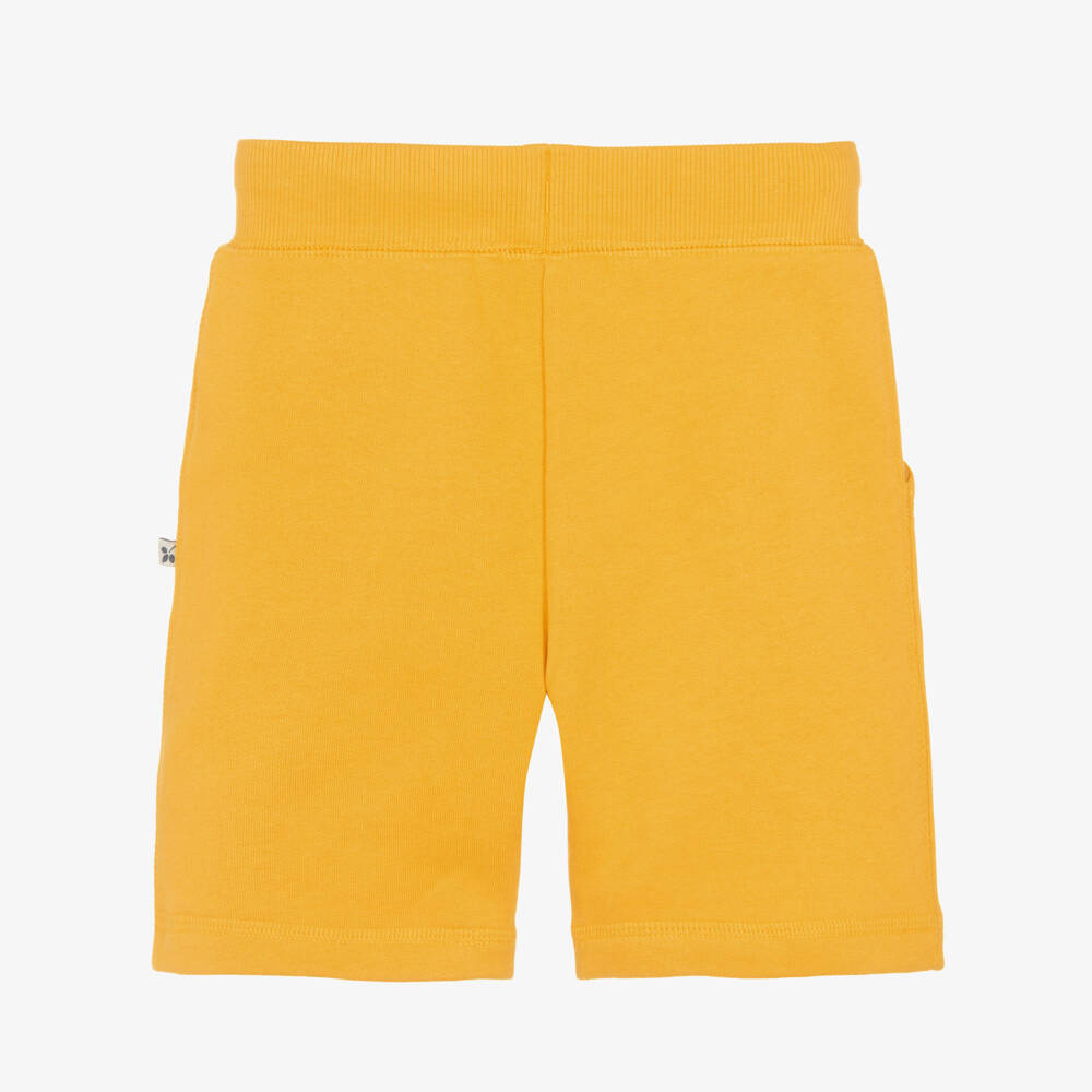 Frugi-Boys Yellow Cotton Jersey Shorts with Striped Drawstring | Childrensalon Outlet