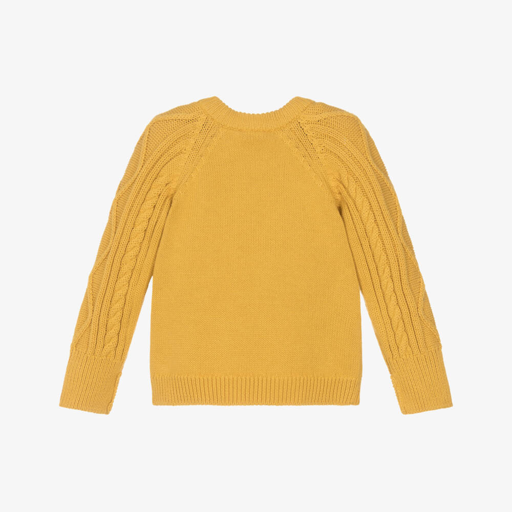 Frugi-Boys Yellow Organic Cotton Knit Leopard Sweater | Childrensalon Outlet