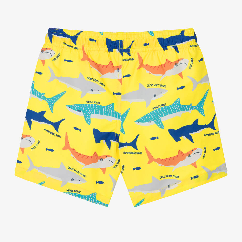 Frugi-Boys Yellow Shark Print Swim Shorts | Childrensalon Outlet