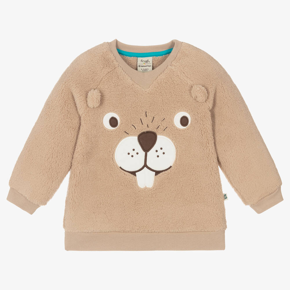 Frugi - Brown Beaver Fleece Sweatshirt | Childrensalon