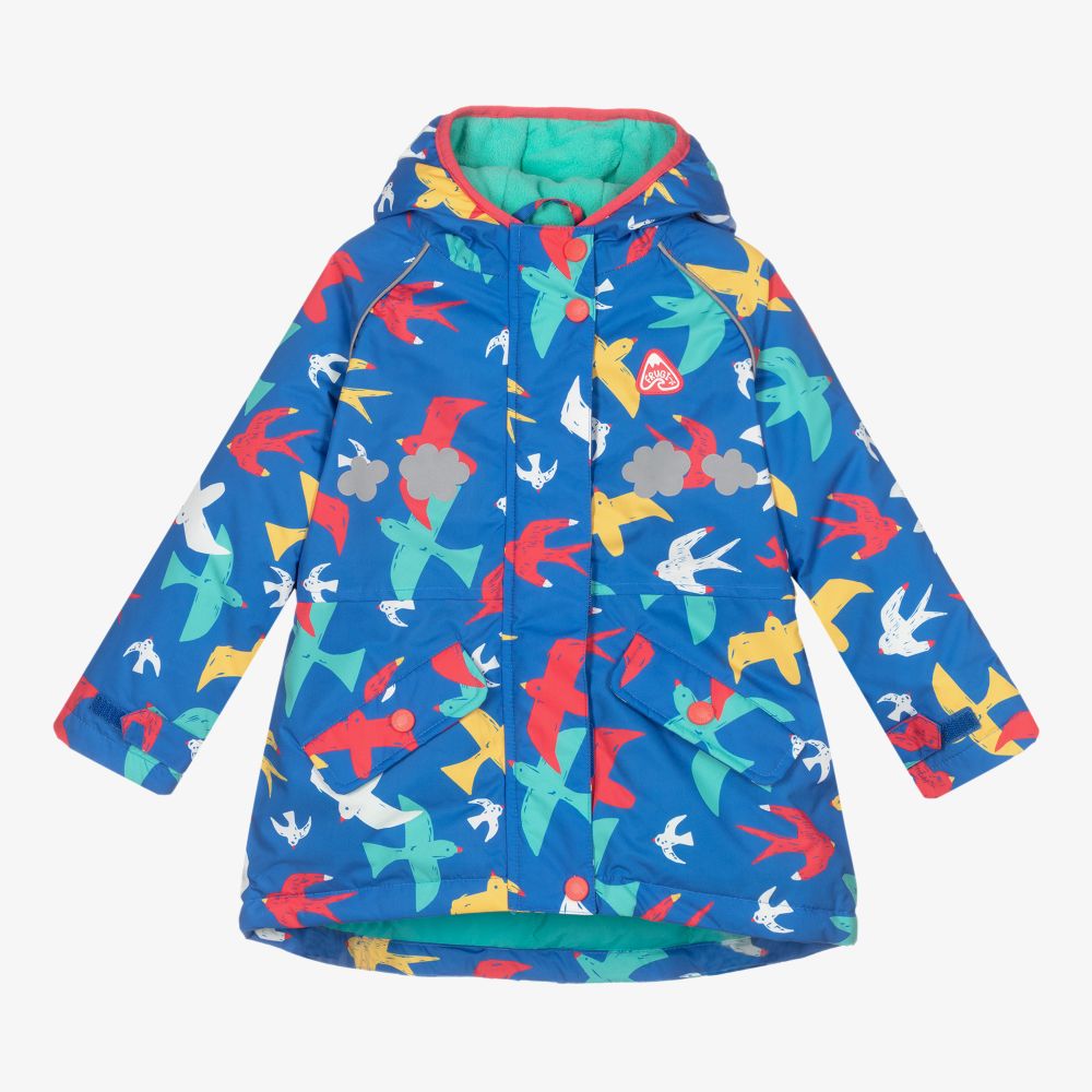 Frugi - Синий дождевик с птицами для девочек | Childrensalon