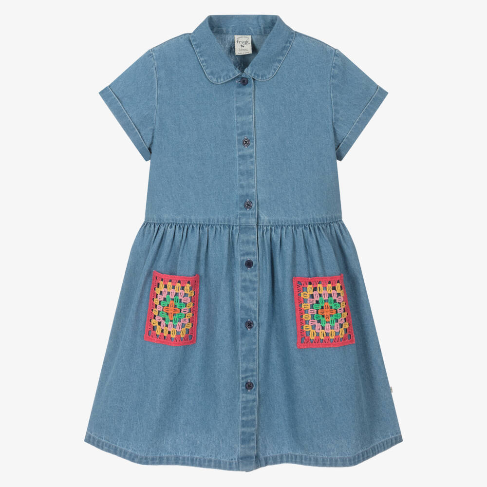 Frugi-فستان قميص شامبراي أزرق للبنات | Childrensalon Outlet