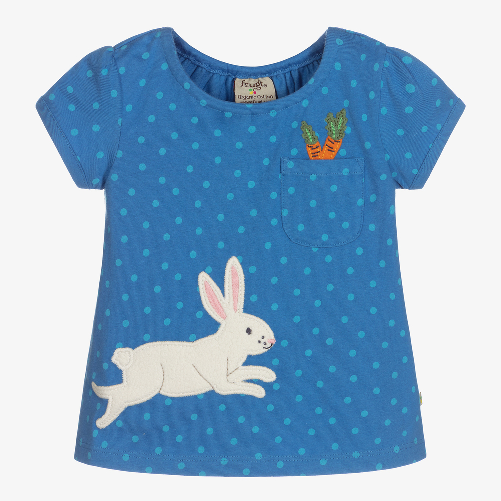 Frugi-Girls Blue Cotton T-Shirt | Childrensalon Outlet