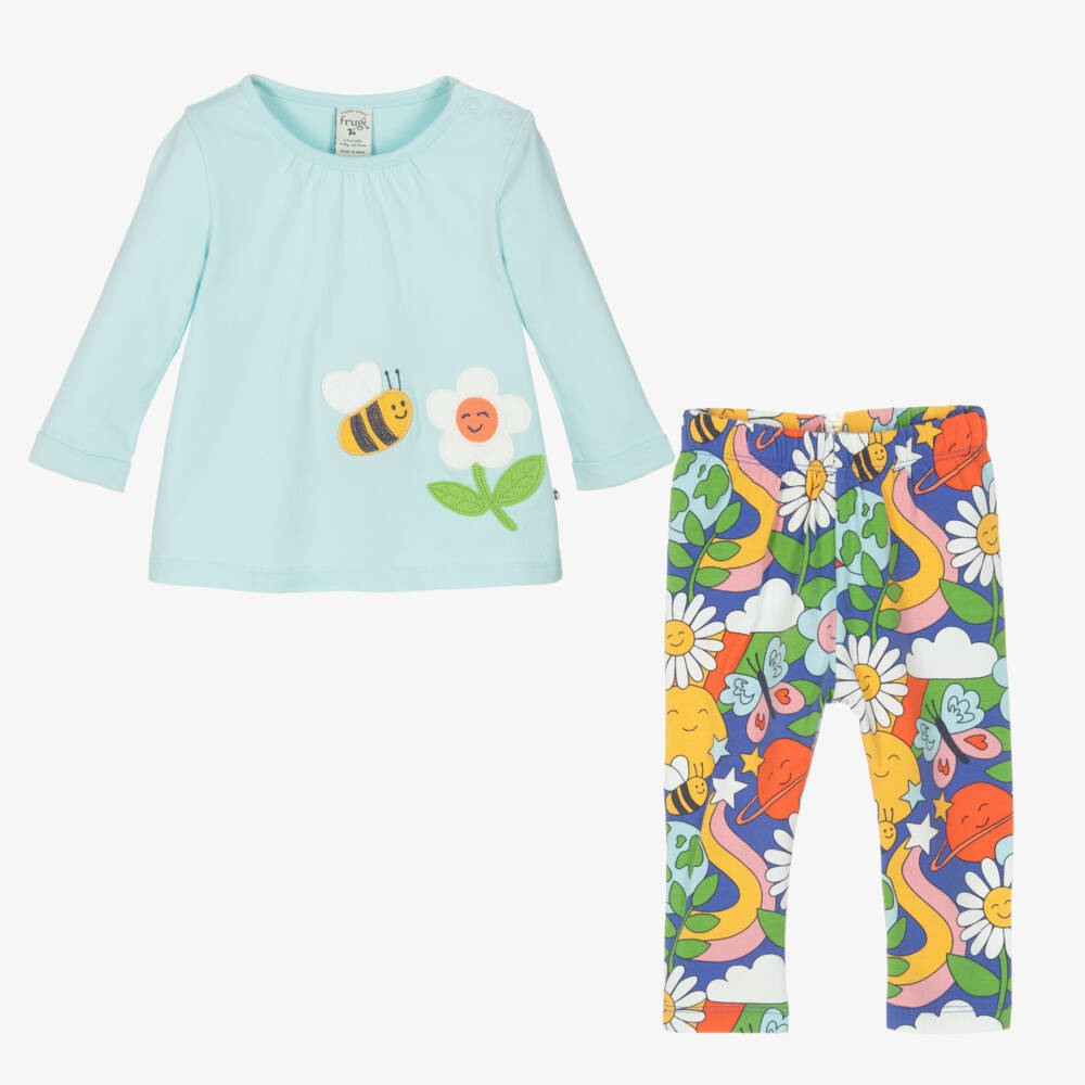 Frugi-Girls Blue Floral Leggings Ensemble | Childrensalon Outlet