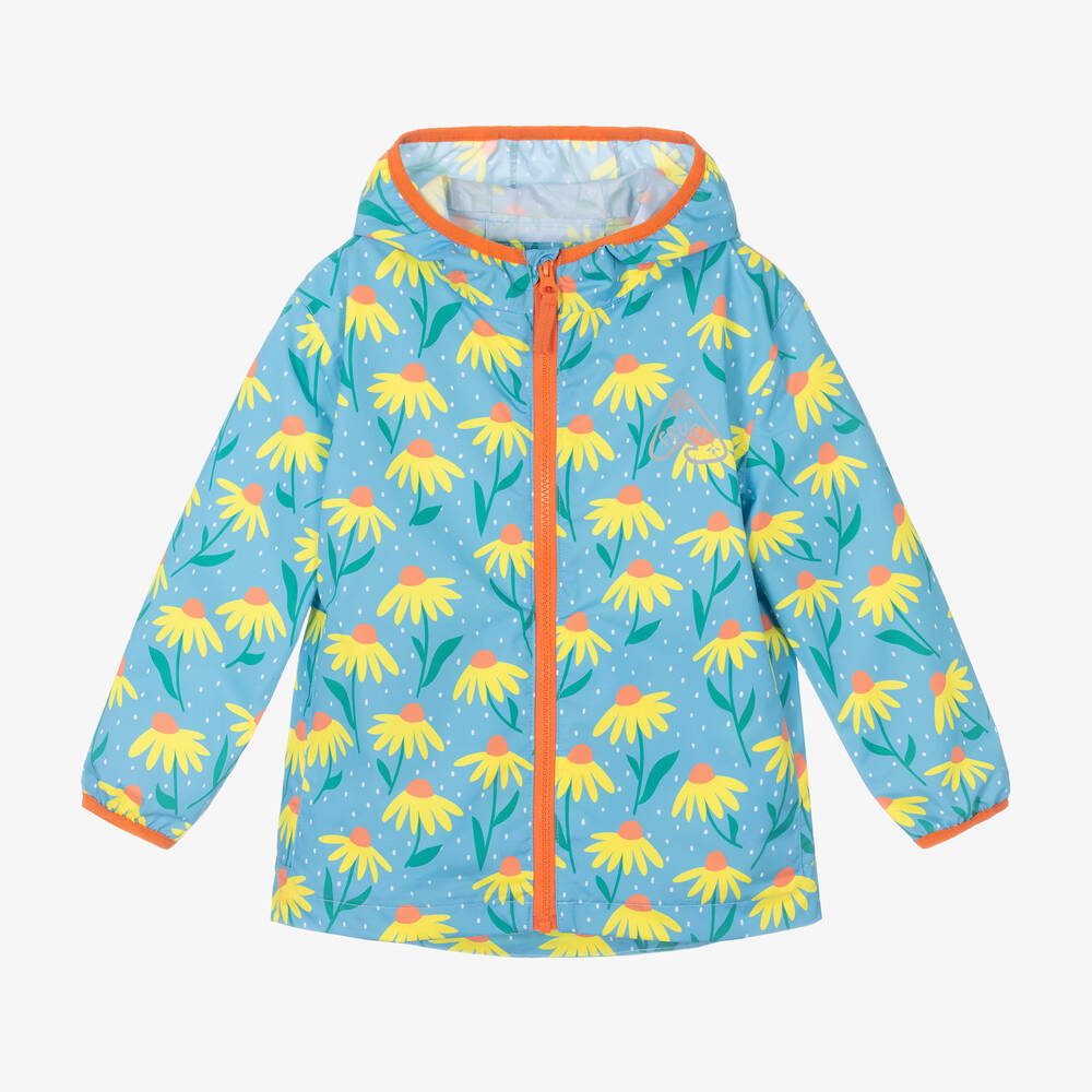 Frugi-Girls Blue Flower Rain Jacket | Childrensalon Outlet