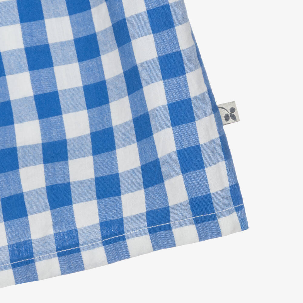 Frugi-Girls Blue Gingham Organic Cotton Dress with Daisy Appliqué | Childrensalon Outlet