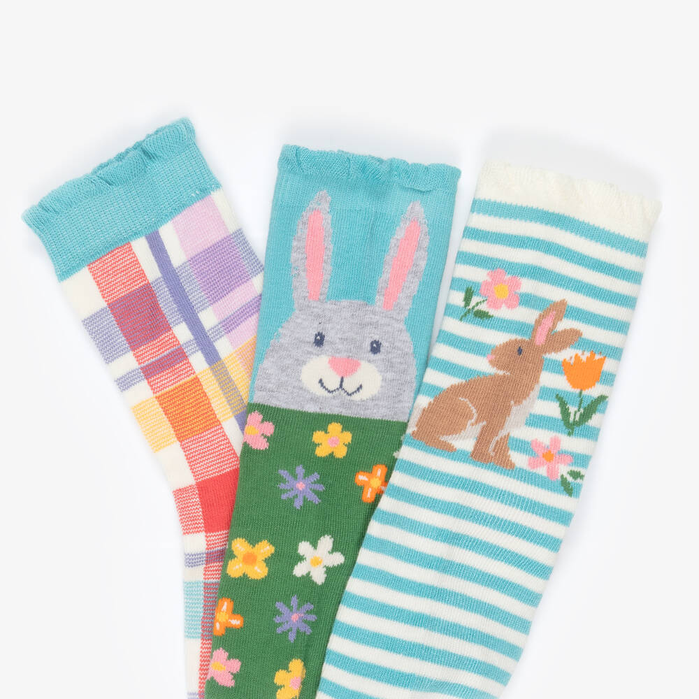 Frugi-Girls Blue & Green Cotton Ankle Socks (3 Pack) | Childrensalon Outlet