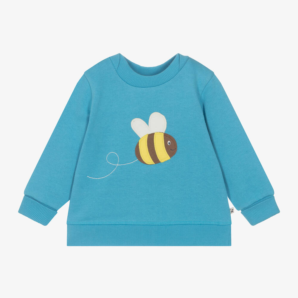 Frugi-Girls Blue Organic Cotton Bee Sweatshirt | Childrensalon Outlet