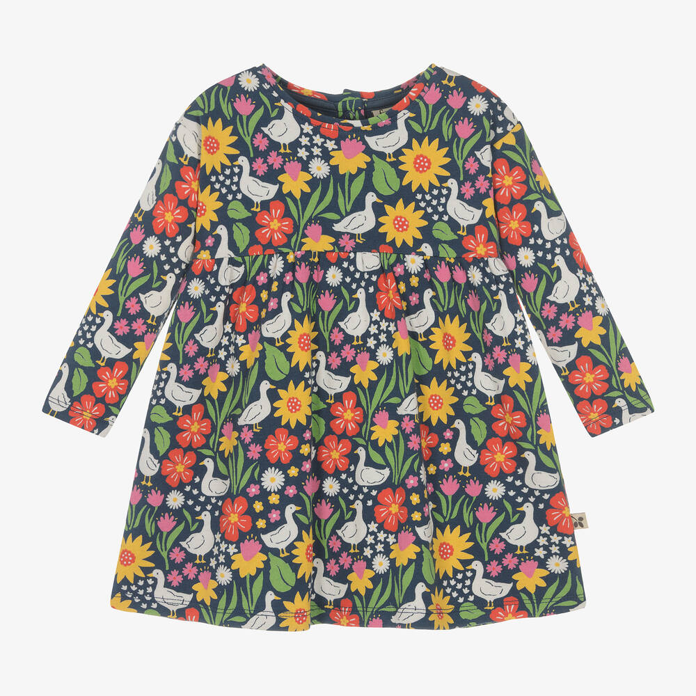 Frugi-Girls Blue Organic Cotton Duck Dress | Childrensalon Outlet
