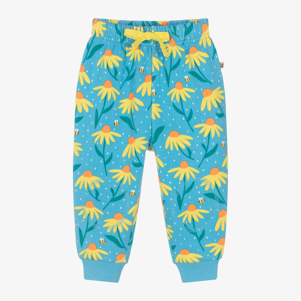 Frugi-Girls Blue Organic Cotton Flower Joggers | Childrensalon Outlet