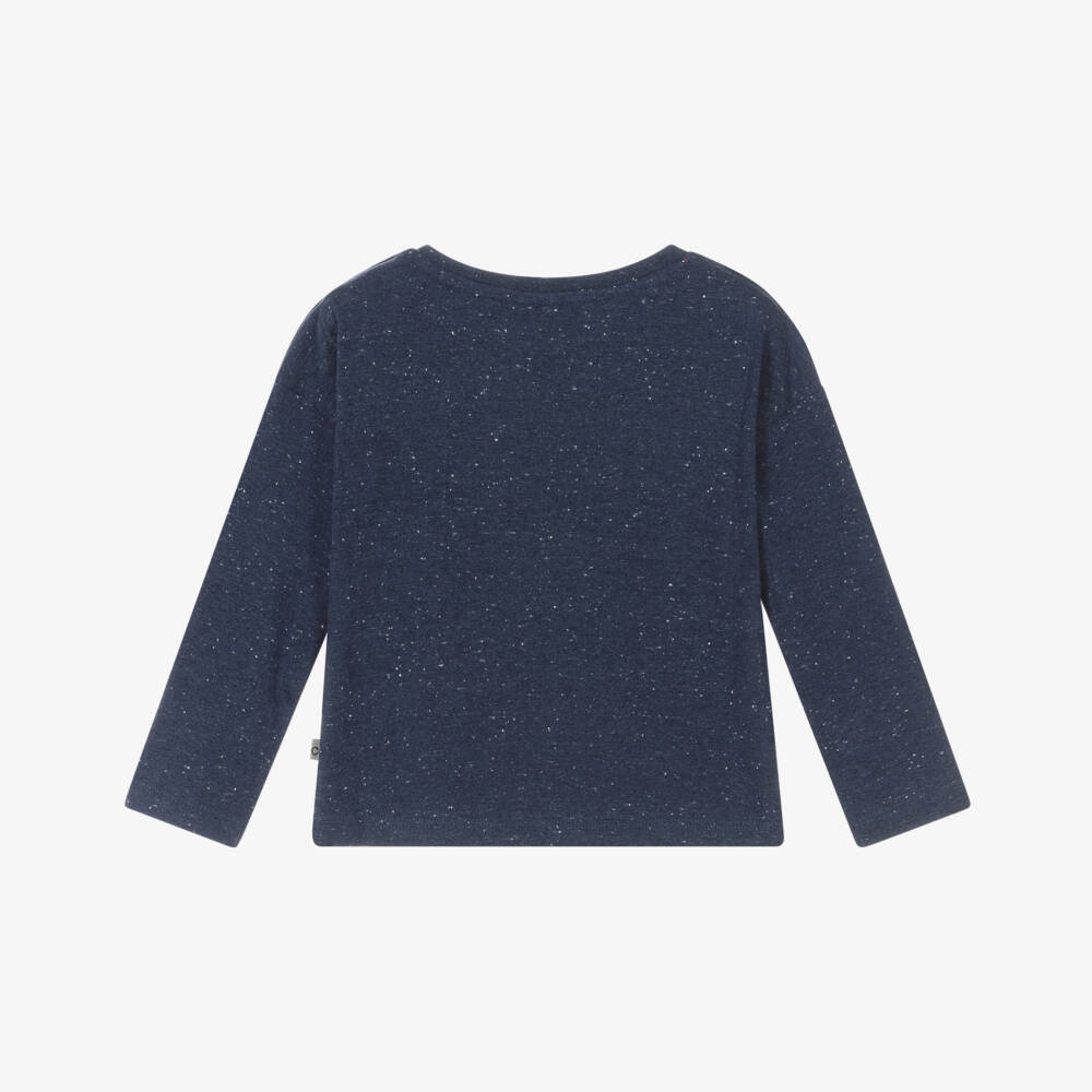 Frugi-Girls Blue Organic Cotton Jersey Top with Star Appliqués | Childrensalon Outlet