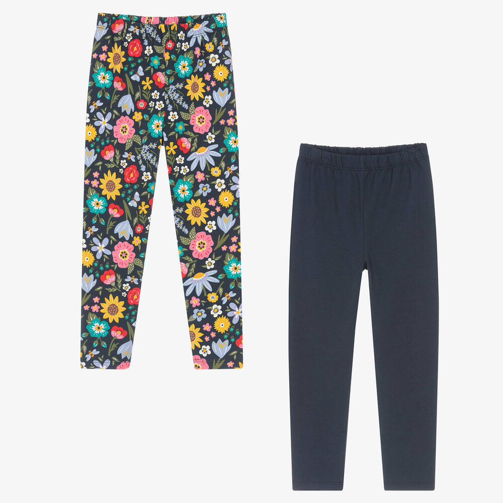 Frugi Leggings bleus en coton bio x 2 Childrensalon Outlet