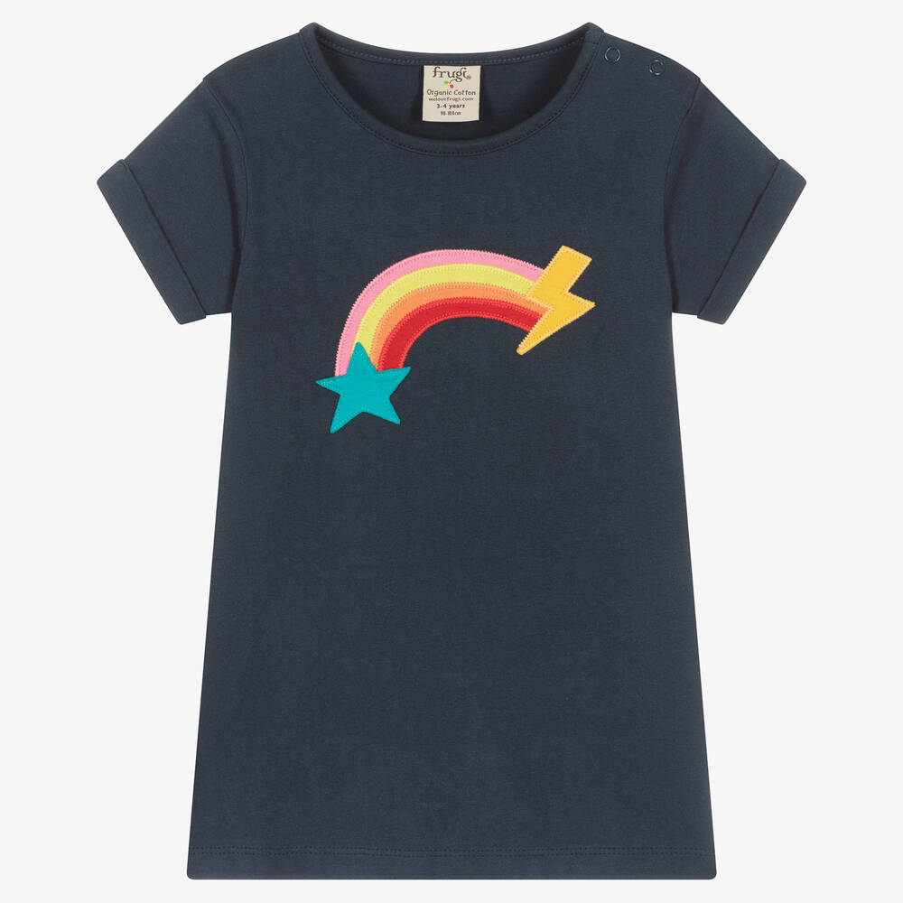 Frugi - T-shirt bleu coton bio arc-en-ciel | Childrensalon