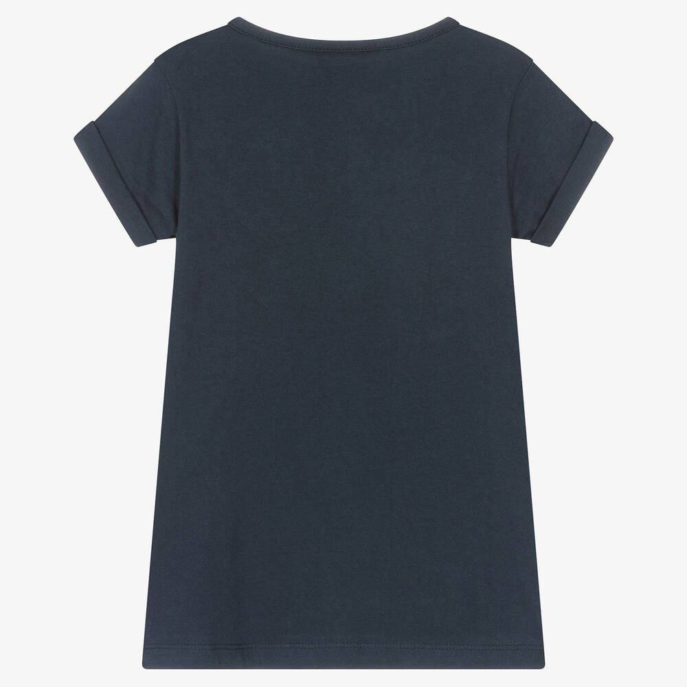 فروجي-تيشيرت قطن عضوي لون كحلي وألوان قوس قزح للبنات | Childrensalon Outlet