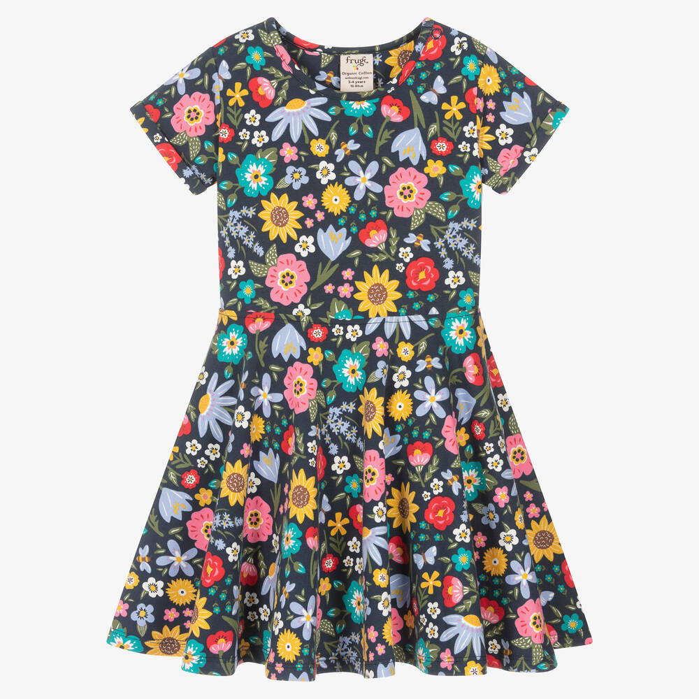 Frugi - Robe patineuse bleue en coton bio | Childrensalon