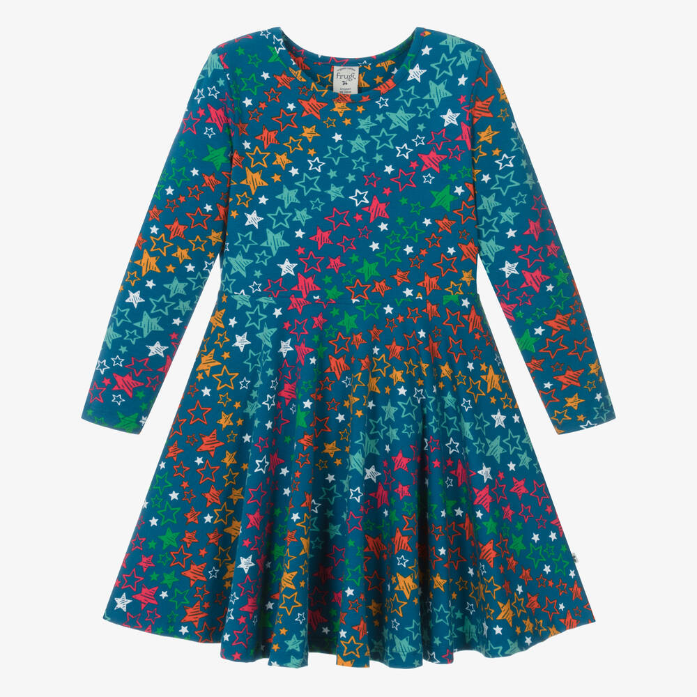 Frugi - Girls Blue Organic Cotton Skater Dress | Childrensalon