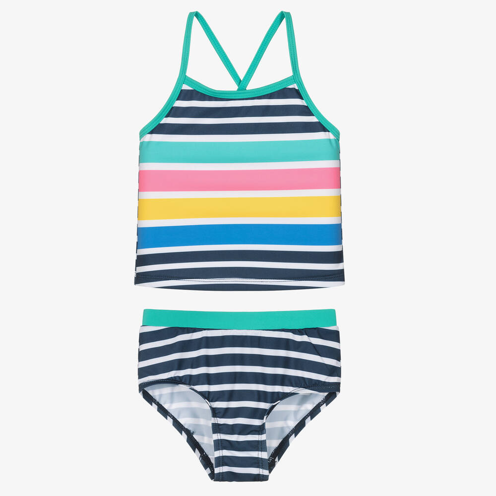 Frugi - Girls Blue Striped Tankini (UPF50+) | Childrensalon