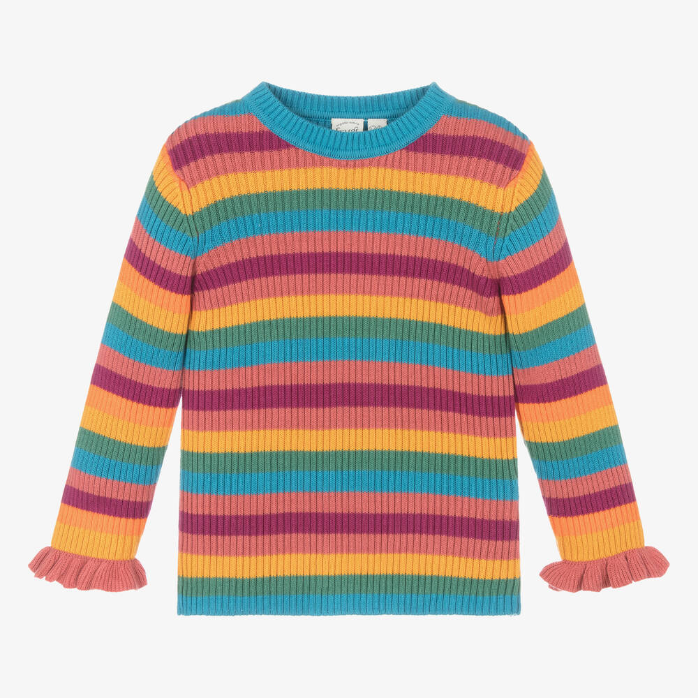 Frugi - Girls Colourful Stripe Cotton Jumper | Childrensalon