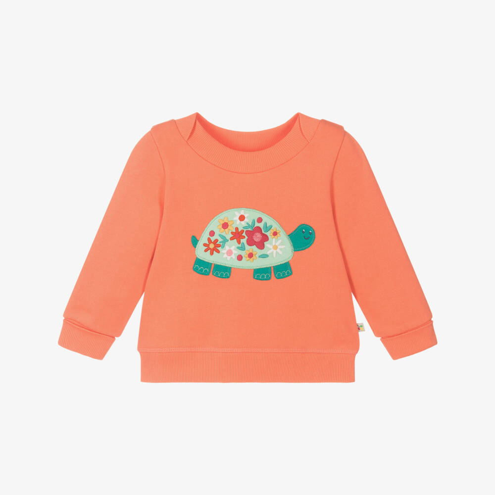 Frugi-Girls Coral Tortoise Organic Sweatshirt | Childrensalon Outlet