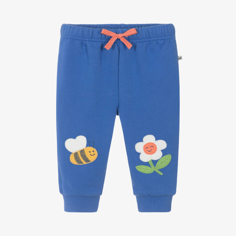 Frugi-Girls Cotton Blue Floral Joggers | Childrensalon Outlet