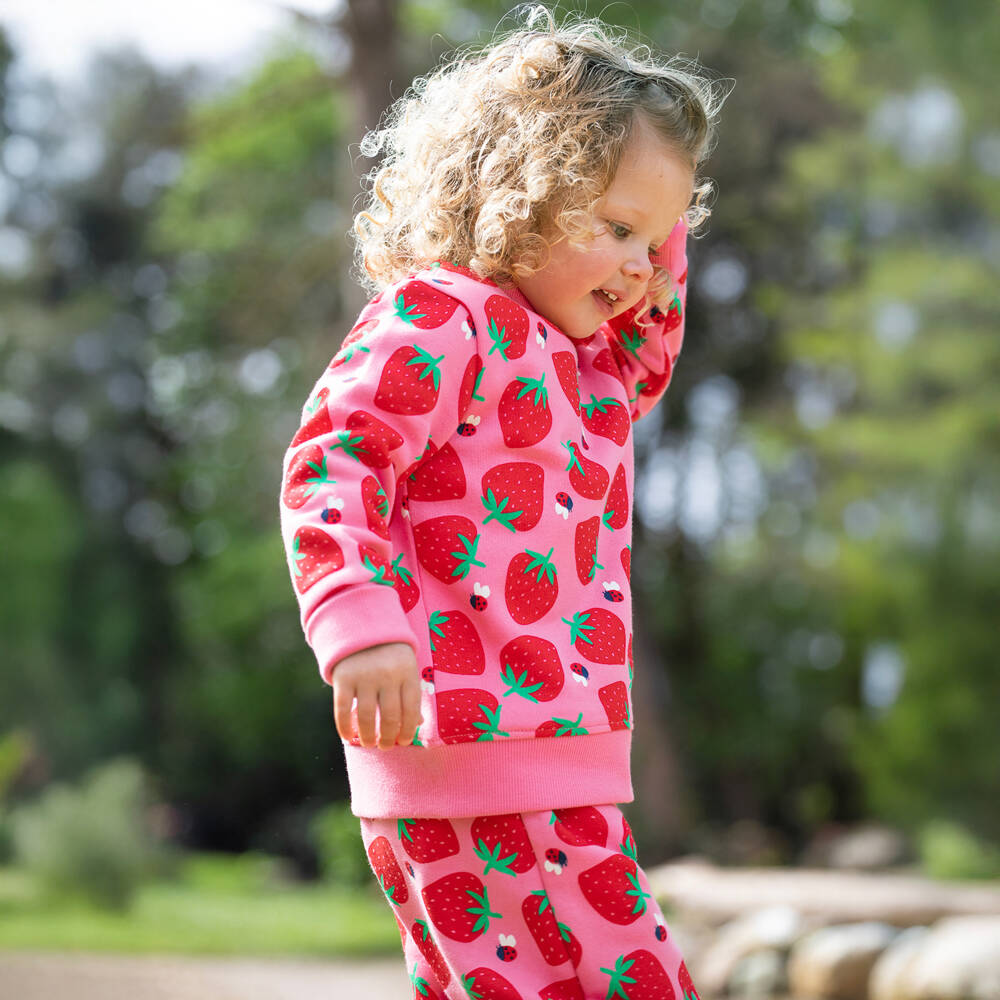 Frugi-Girls Cozy Pink Berry Top | Childrensalon Outlet