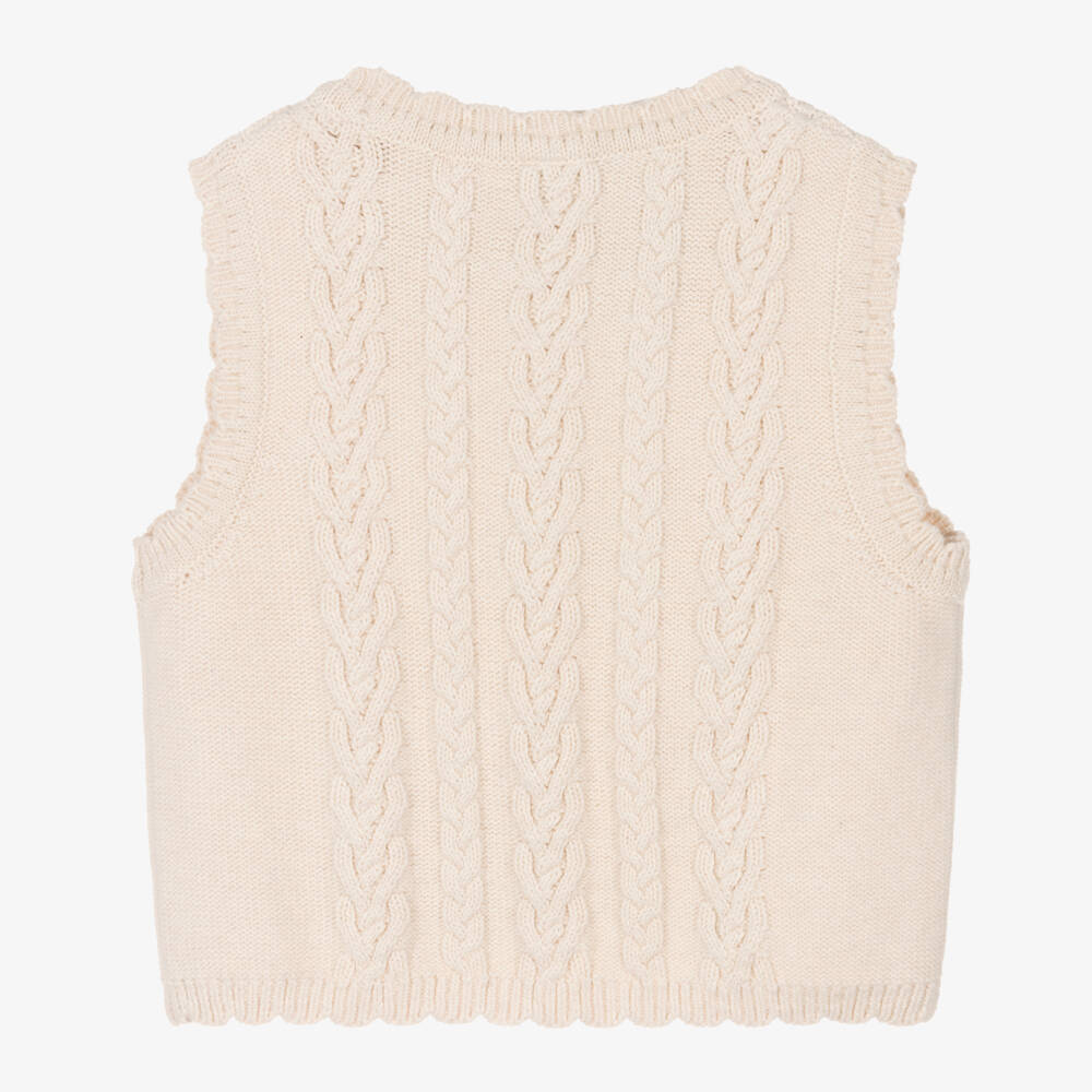 Frugi-Girls Cream Knit Flower Vest | Childrensalon Outlet