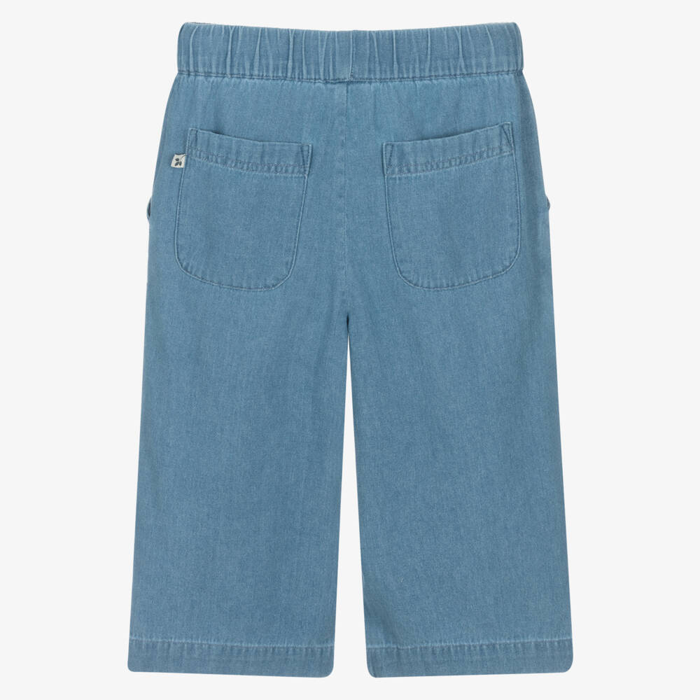 Frugi-Girls Daisy-Adorned Chambray Trousers | Childrensalon Outlet