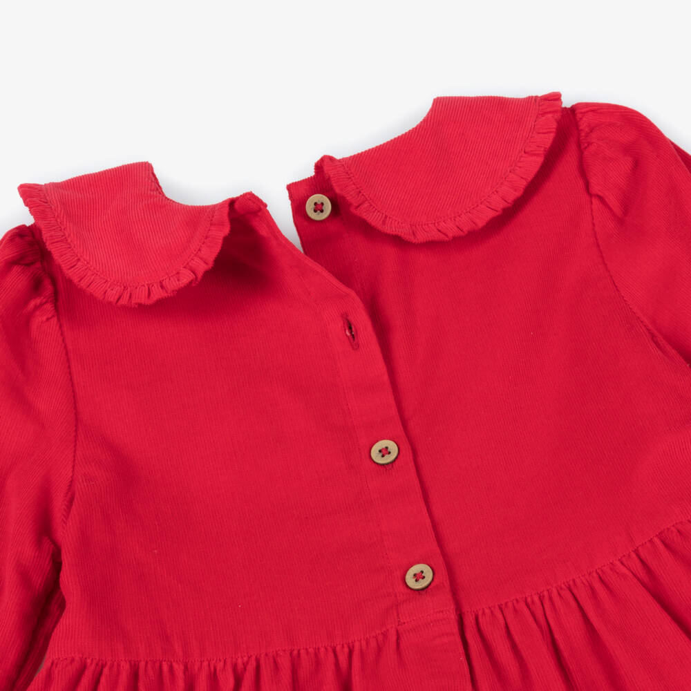 Frugi-Girls Festive Red Corduroy Dress | Childrensalon Outlet
