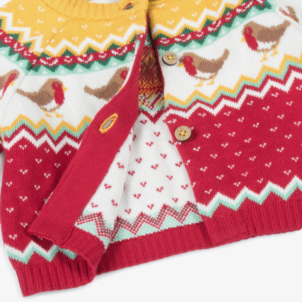 Frugi-Girls Festive Red Knit Cardigan | Childrensalon Outlet