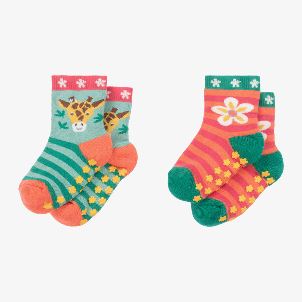 Frugi-Girls Giraffe & Floral Slipper Socks | Childrensalon Outlet