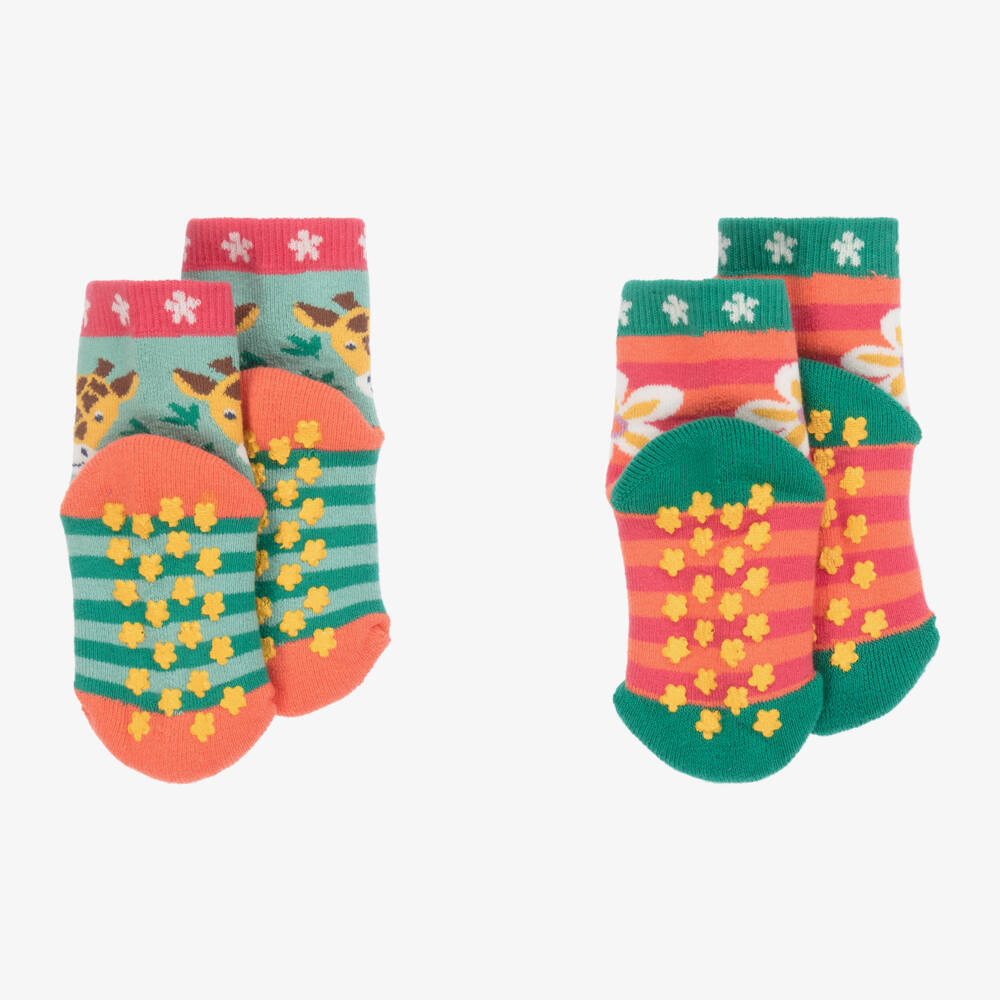 Frugi-Girls Giraffe & Floral Slipper Socks | Childrensalon Outlet