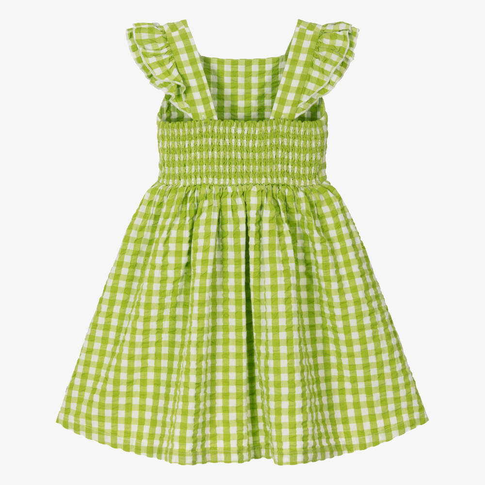 Frugi-Girls' Green Checkered Cotton Dress | Childrensalon Outlet