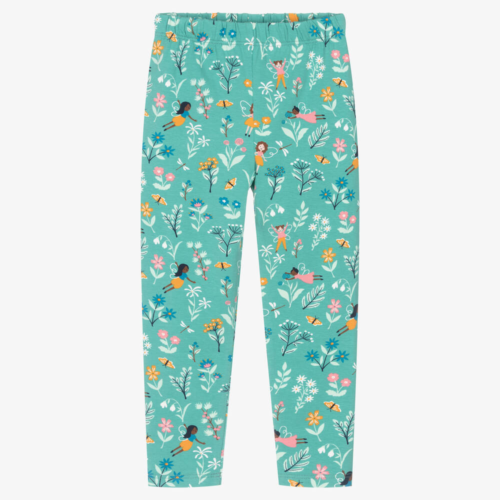 Frugi - Girls Green Cotton Fairy Leggings | Childrensalon