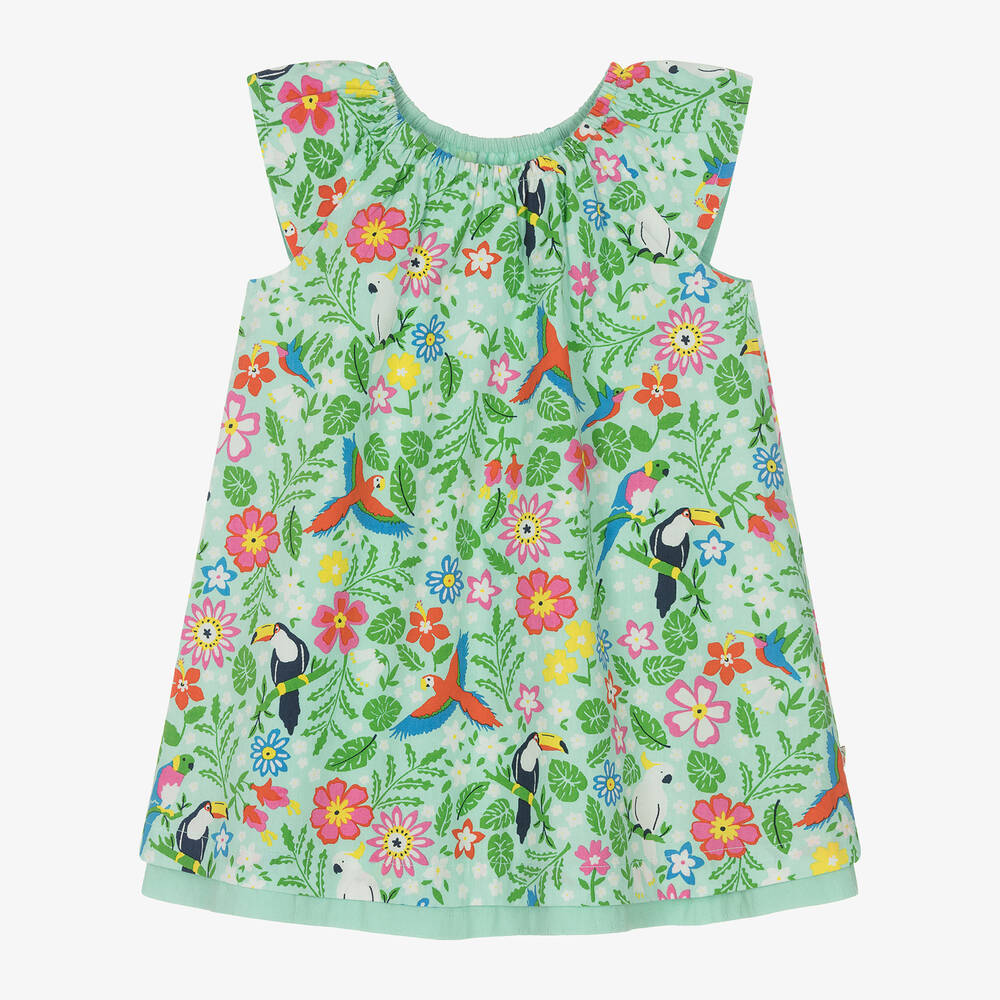 Frugi-Girls Green Cotton Reversible Dress | Childrensalon Outlet
