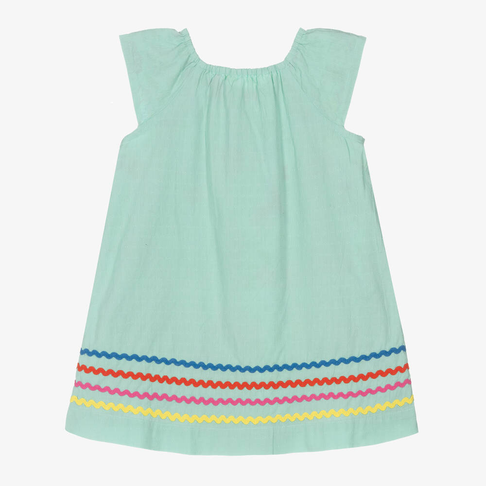 Frugi-Girls Green Cotton Reversible Dress | Childrensalon Outlet