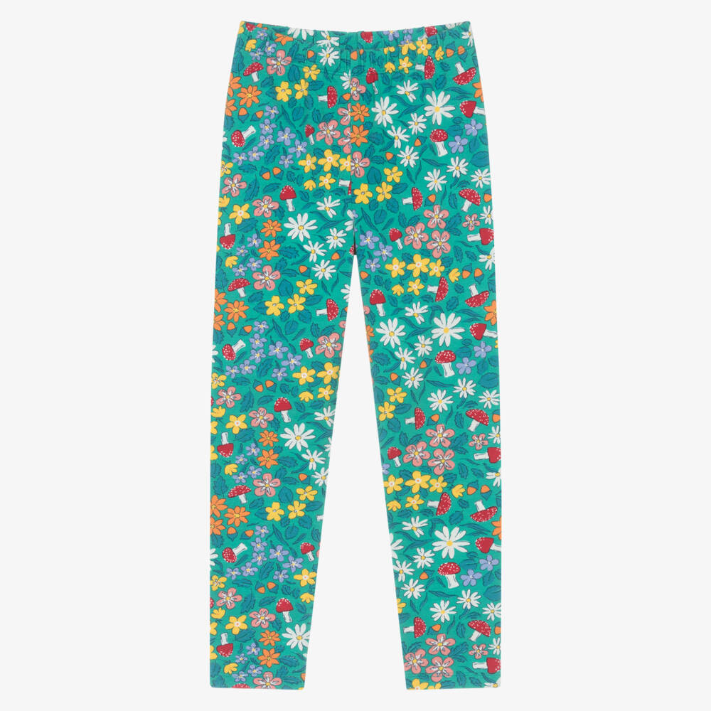 Frugi-Girls Green Floral Organic Cotton Leggings | Childrensalon Outlet