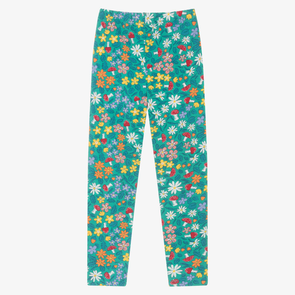 Frugi-Girls Green Floral Organic Cotton Leggings | Childrensalon Outlet