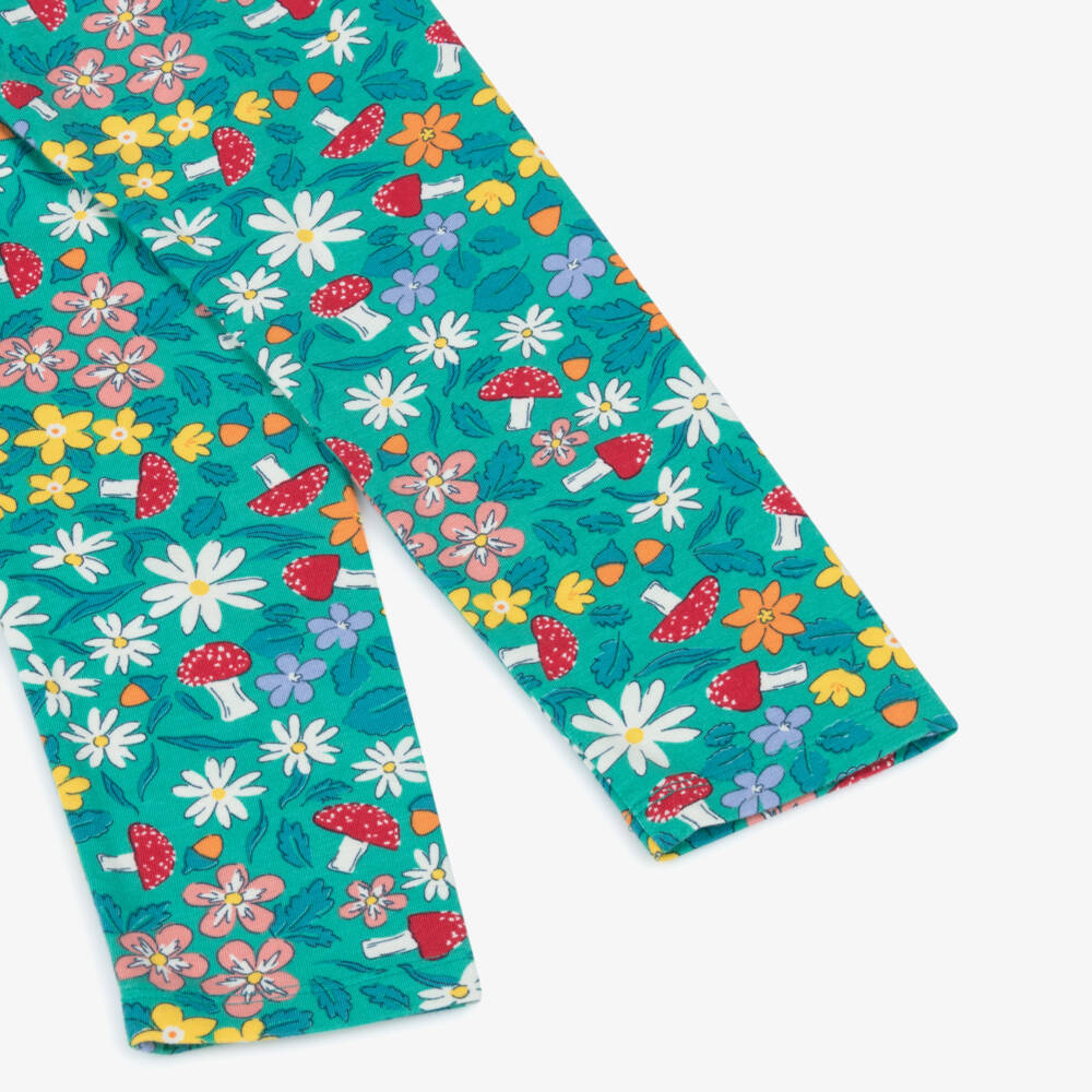 Frugi-Girls Green Floral Organic Cotton Leggings | Childrensalon Outlet