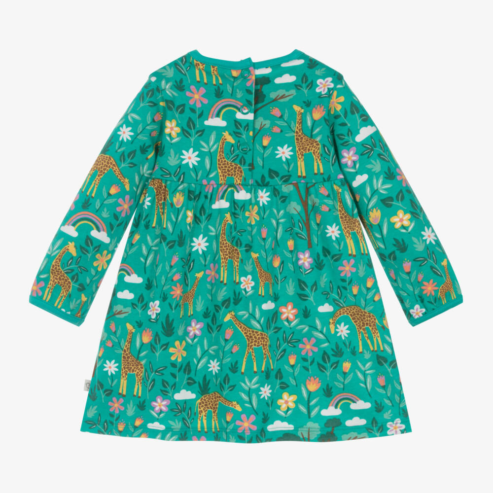 Frugi-Girls Green Giraffe Pattern Dress | Childrensalon Outlet