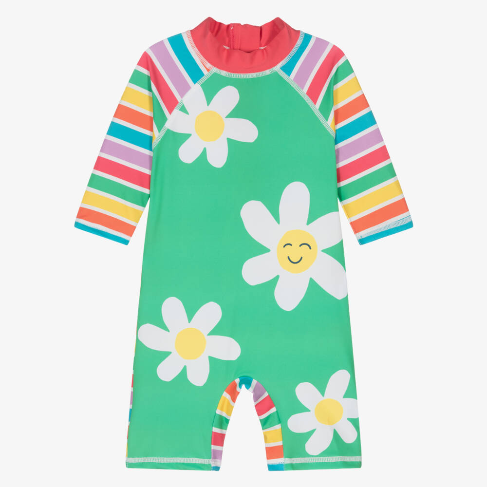 Frugi-Girls Green & Striped Sun Suit (UPF50+) | Childrensalon Outlet