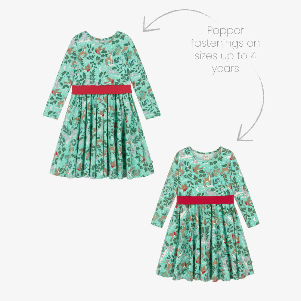 Frugi-Girls Green Woodland Skater Dress | Childrensalon Outlet