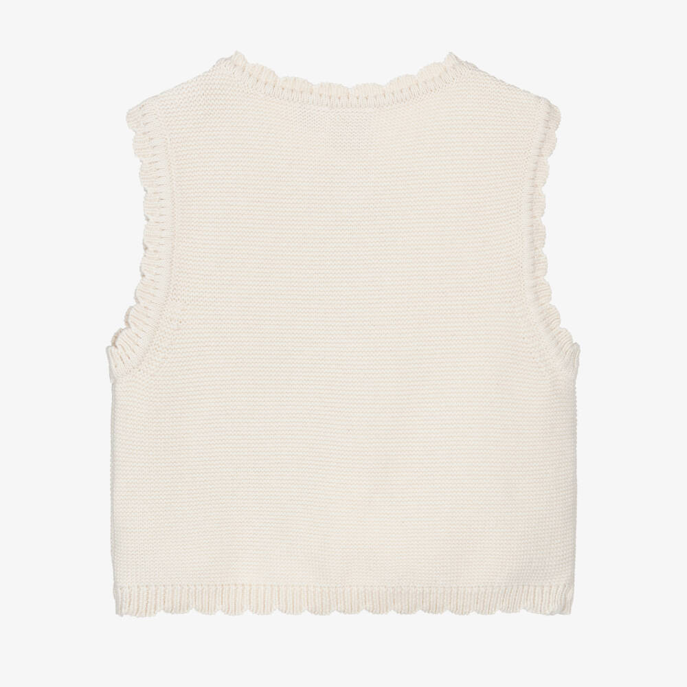 Frugi-Girls Ivory Floral Knit Vest | Childrensalon Outlet