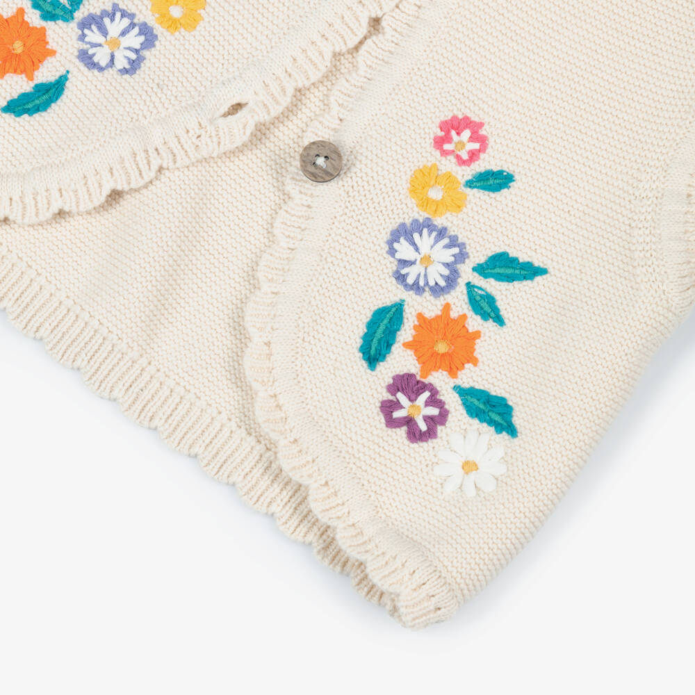 Frugi-Girls Ivory Floral Knit Vest | Childrensalon Outlet