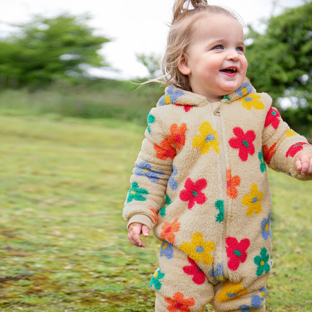 Frugi-Girls Ivory Floral Snuggle Suit | Childrensalon Outlet
