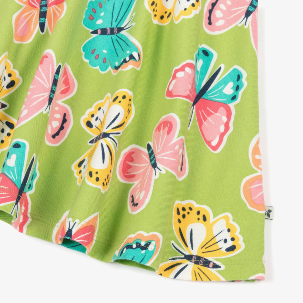 Frugi-Girls Lime Green Butterfly Print Organic Cotton Jersey Dress | Childrensalon Outlet