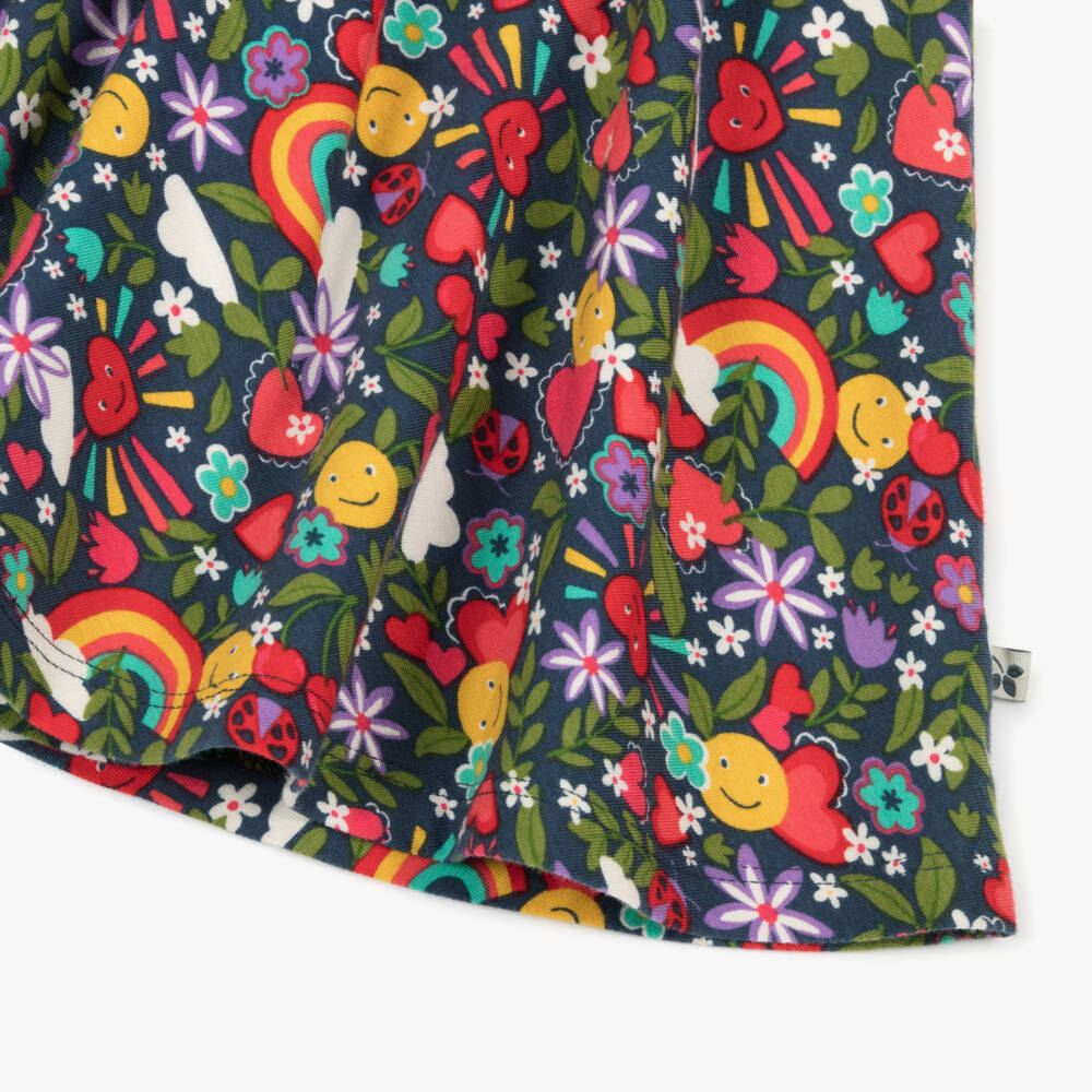 Frugi-Girls Navy Blue Floral Print Organic Cotton Dress | Childrensalon Outlet